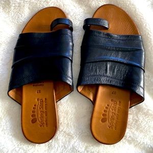 Black Genuine Leather Sandals